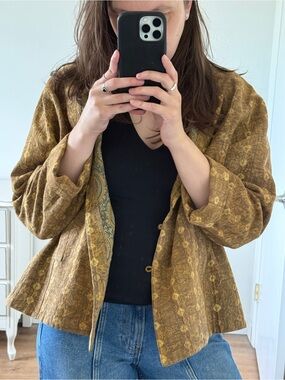 Maiwa 100% Linen Crinkle Jacket Aristianal Boho Lagenlook Slow Fashion L